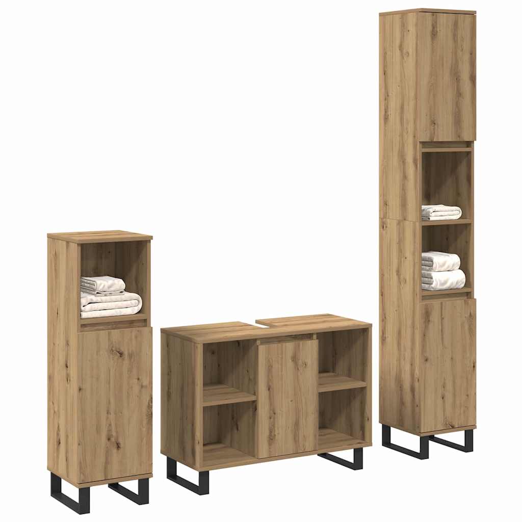 vidaXL Bathroom Furniture Set 3 pcs Brown Engineered Wood 2