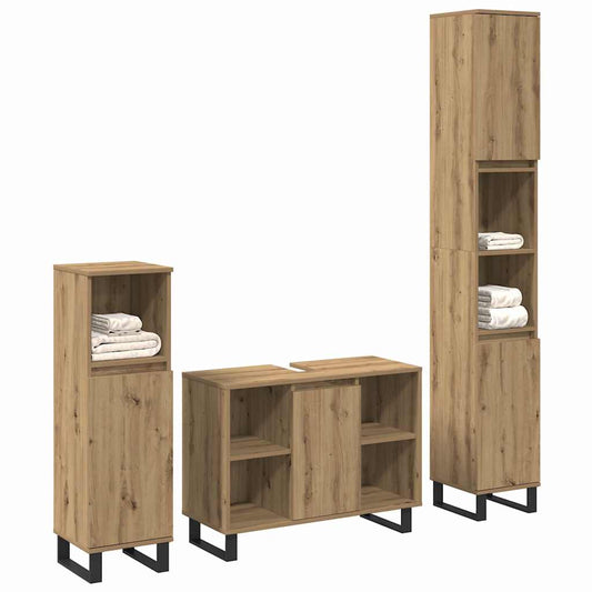 vidaXL Bathroom Furniture Set 3 pcs Brown Engineered Wood 2