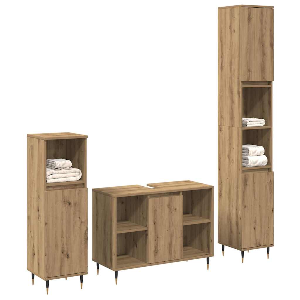 vidaXL Bathroom Furniture Set 3 pcs Artisan Oak Engineered Wood 2