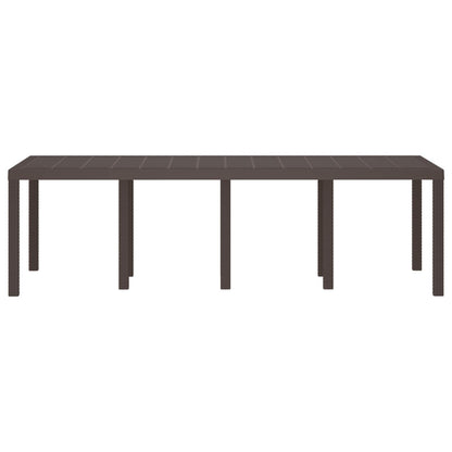 vidaXL Garden Table Brown 250 x 100 x 73 cm Poly Rattan 4
