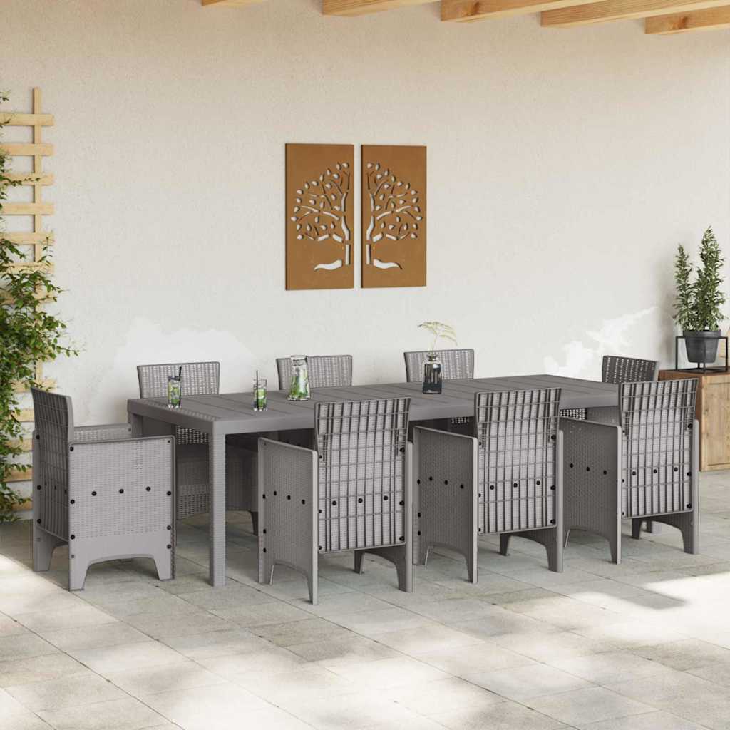vidaXL Garden Table Light Grey 250 x 100 x 73 cm Poly Rattan 3