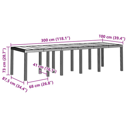 vidaXL Garden Table Anthracite 300 x 100 x 73 cm Poly Rattan 6