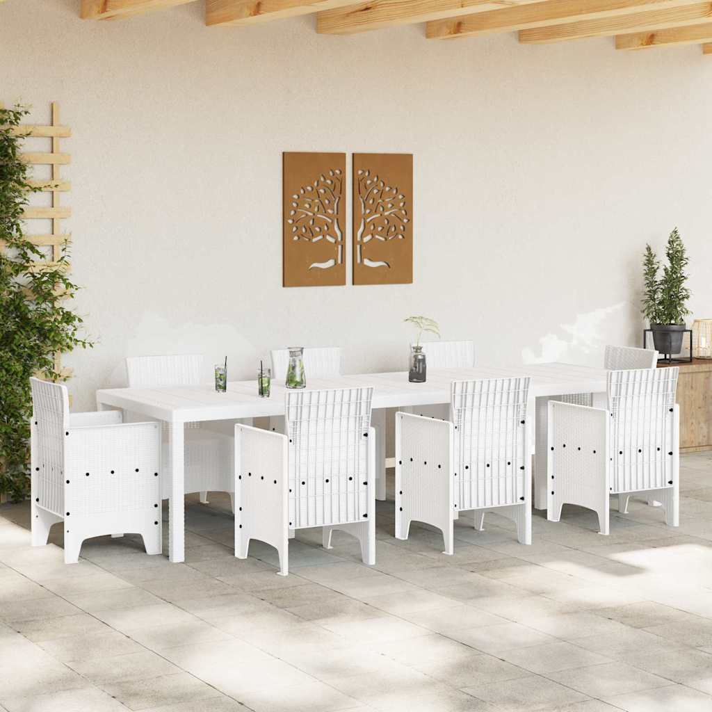 vidaXL Garden Table White 300 x 100 x 73 cm Poly Rattan 3