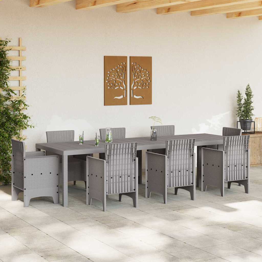 vidaXL Garden Table Light Grey 300 x 100 x 73 cm Poly Rattan 3