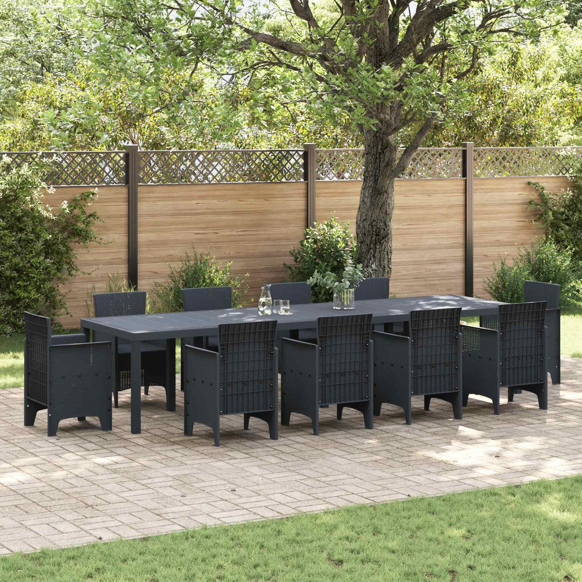 vidaXL Garden Table Anthracite 350 x 100 x 74 cm Poly Rattan 1