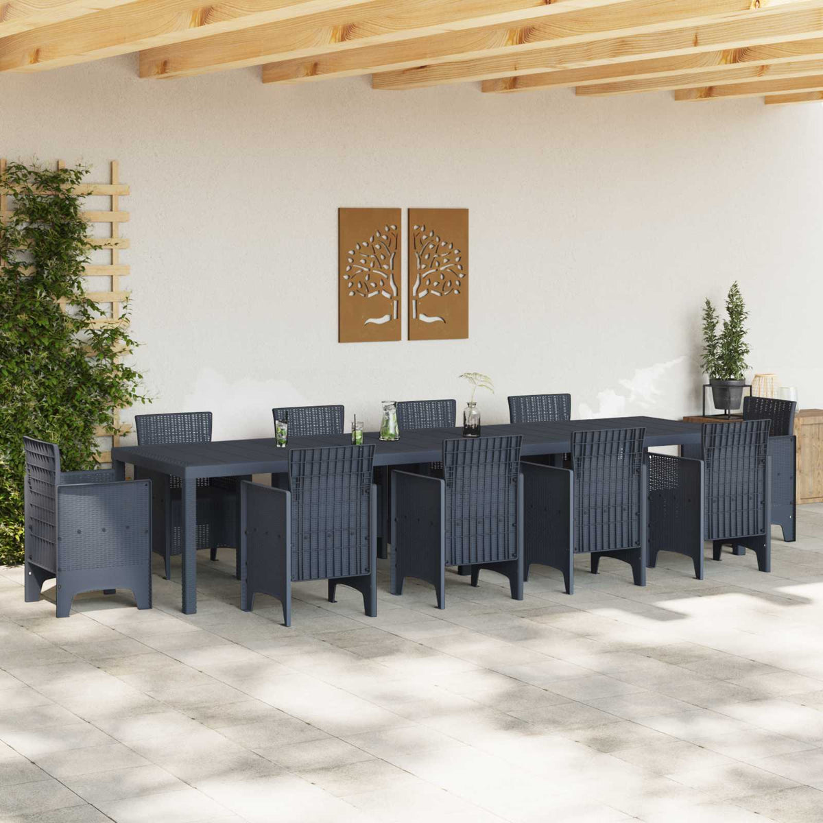 vidaXL Garden Table Anthracite 350 x 100 x 74 cm Poly Rattan 3