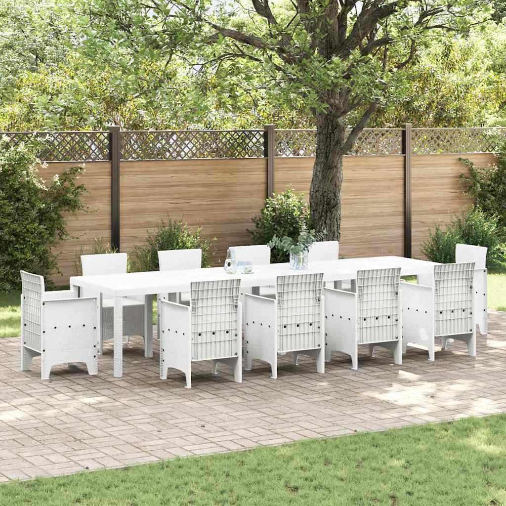 vidaXL Garden Table White 350 x 100 x 74 cm Poly Rattan 1