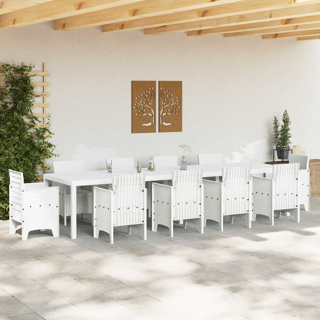 vidaXL Garden Table White 350 x 100 x 74 cm Poly Rattan 3