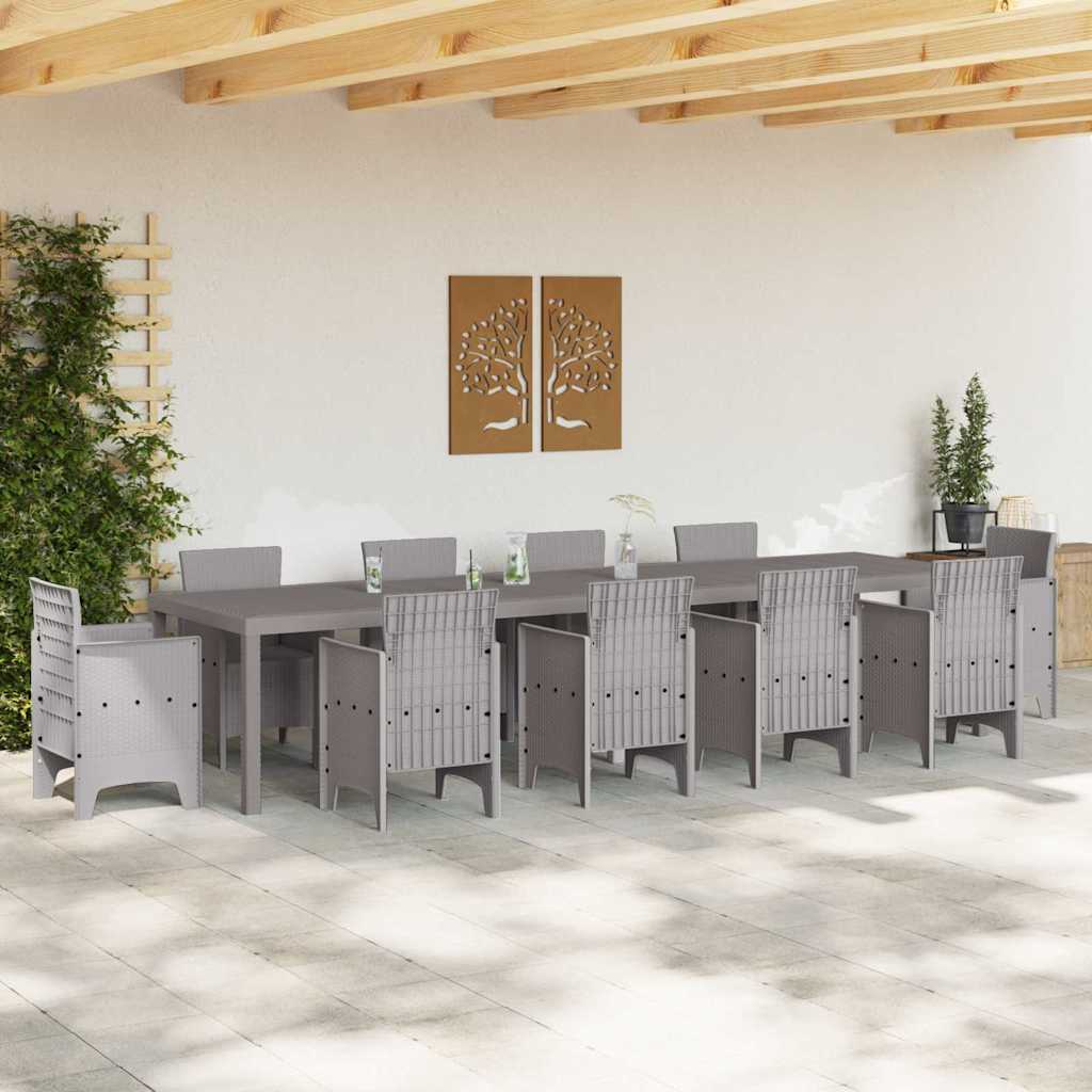 vidaXL Garden Table Light Grey 350 x 100 x 74 cm Poly Rattan 3