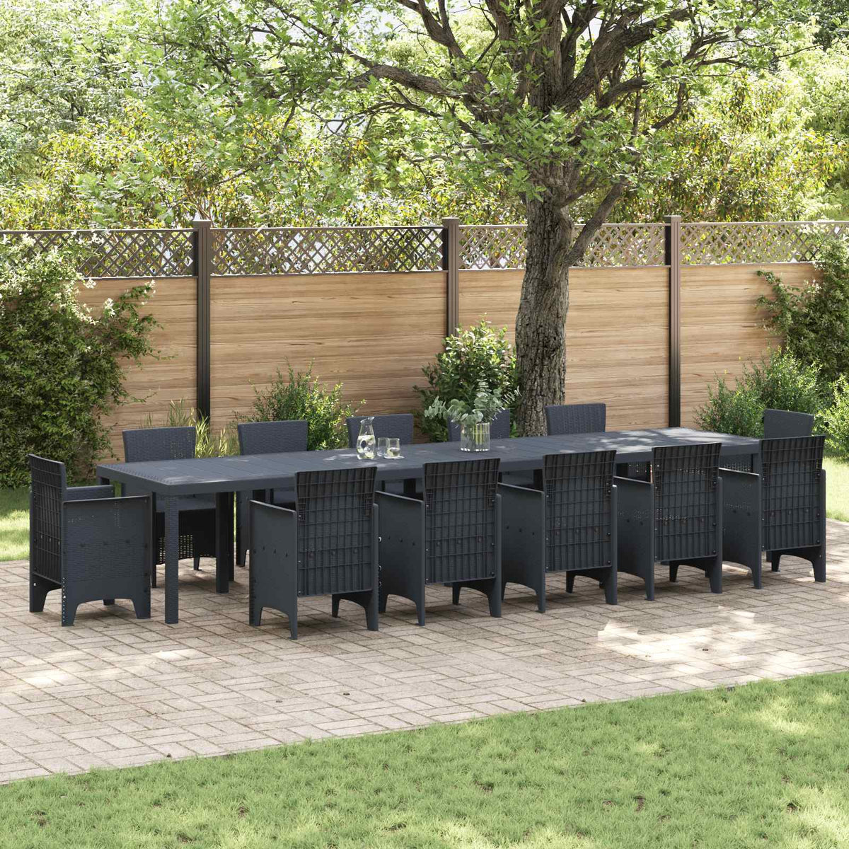 vidaXL Garden Table 250 x 100 x 73 cm Poly Rattan Anthracite