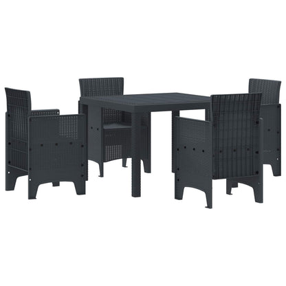 Garden Dining Set 5 pcs Polypropylene 4-Seater Anthracite without cushion