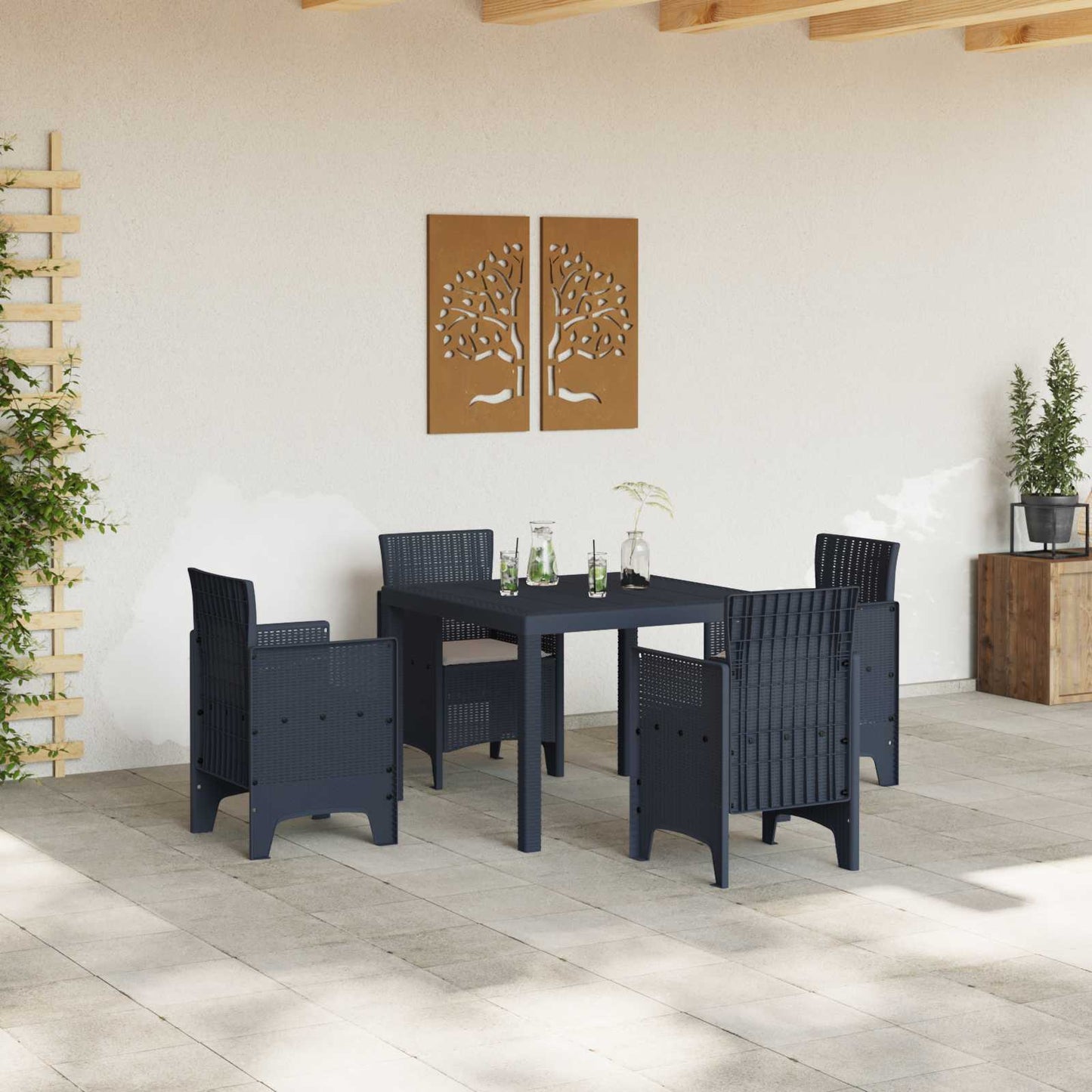 vidaXL Garden Dining Set 5 pcs Anthracite Polypropylene 3