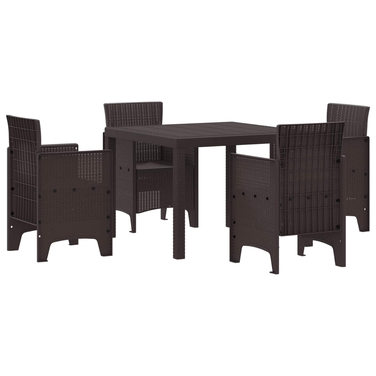 vidaXL Garden Dining Set 5 pcs Brown Polypropylene 1