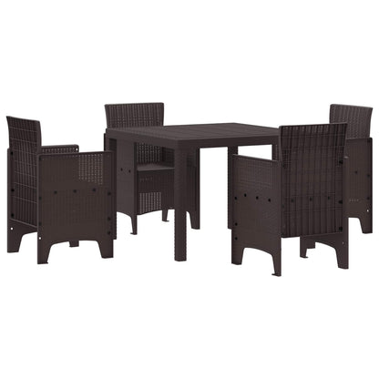 vidaXL Garden Dining Set 5 pcs Brown Polypropylene 1