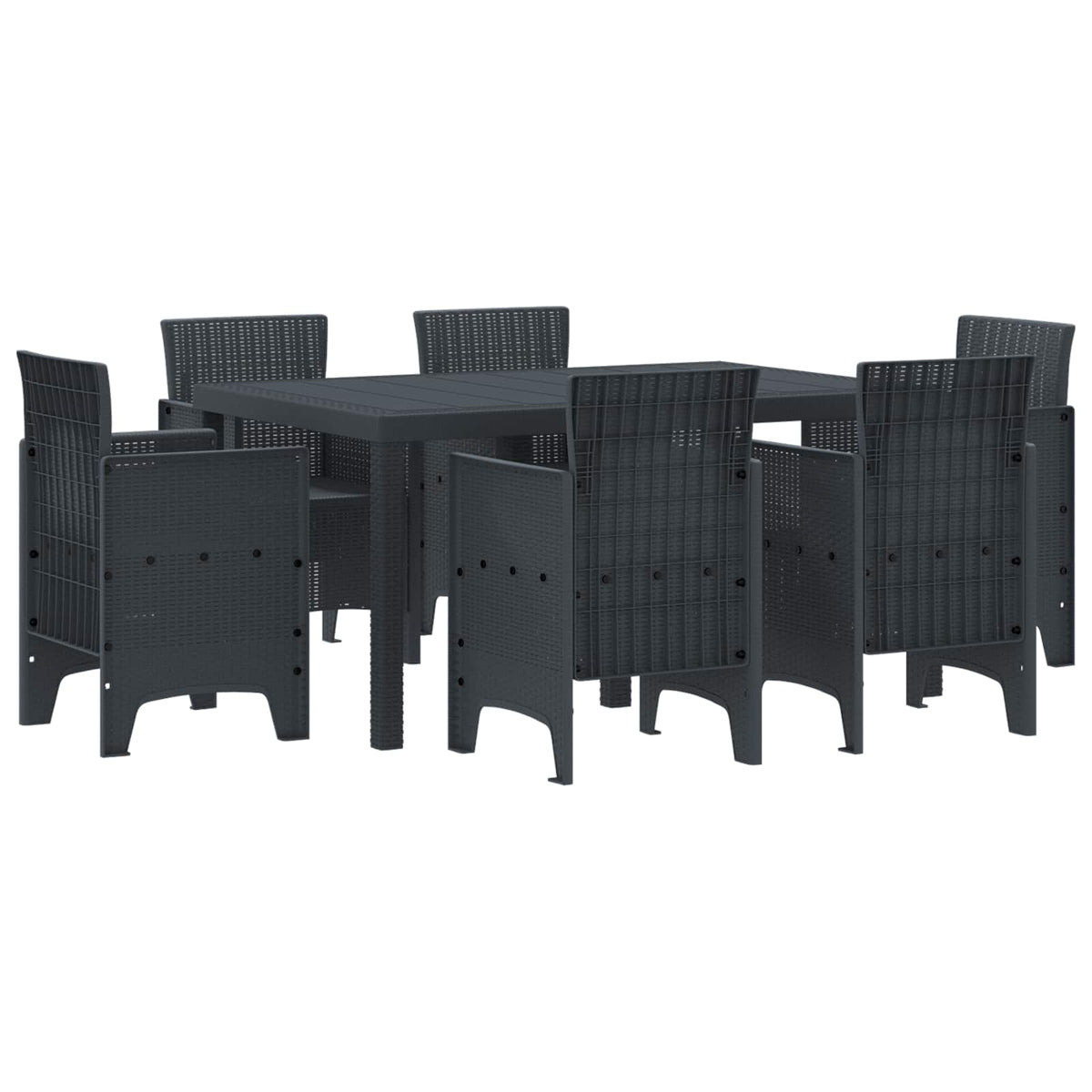 vidaXL Garden Dining Set 7 pcs Polt rattan