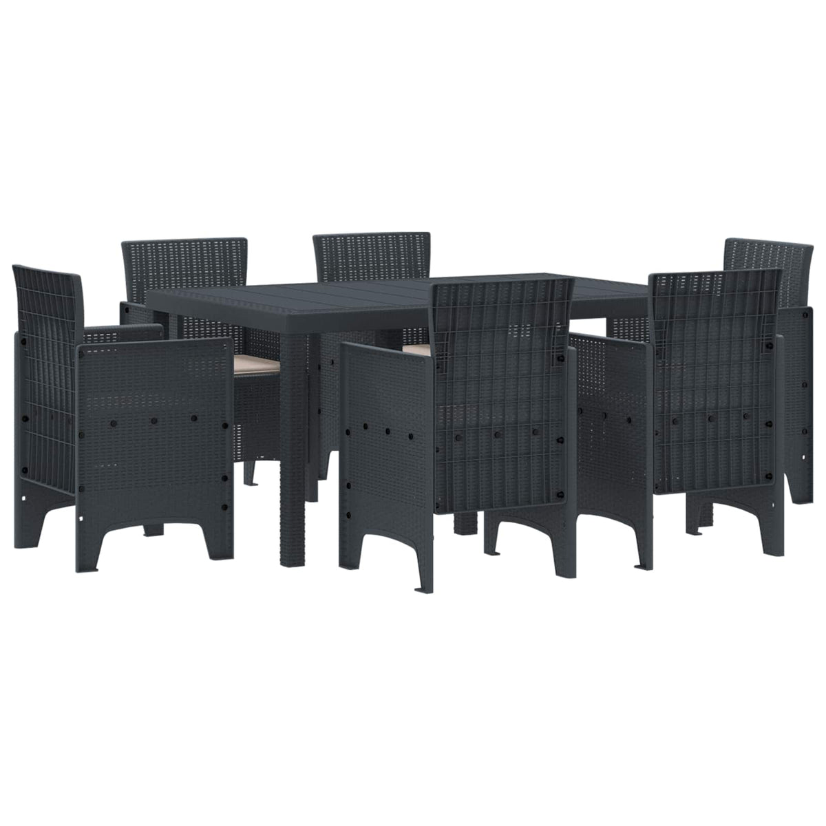vidaXL Garden Dining Set 7 pcs Polt rattan