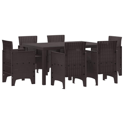 Garden Dining Set 7 pcs Polt rattan Brown without cushion 6-Seater
