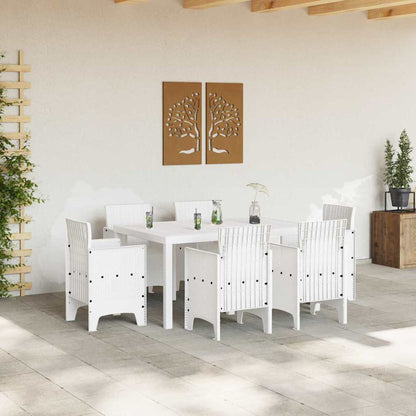 vidaXL Garden Dining Set 7 pcs White Polt rattan 3