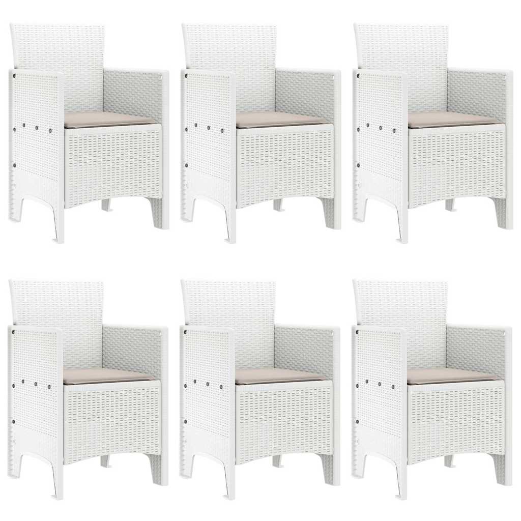 vidaXL Garden Dining Set 7 pcs White Polt rattan 4