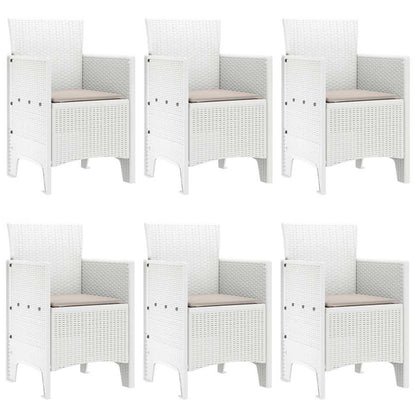 vidaXL Garden Dining Set 7 pcs White Polt rattan 4