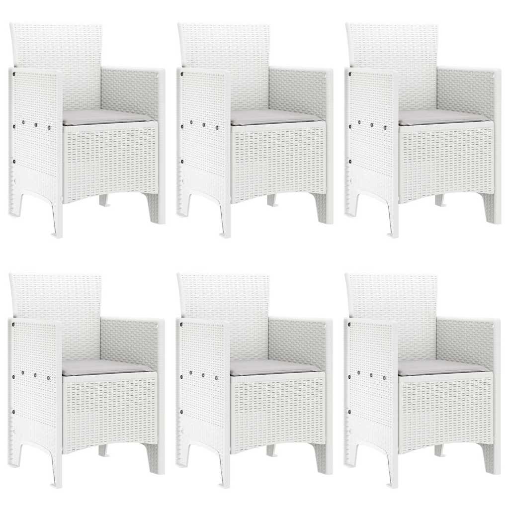 vidaXL Garden Dining Set 7 pcs White Polt rattan 4