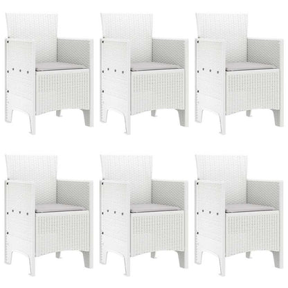 vidaXL Garden Dining Set 7 pcs White Polt rattan 4