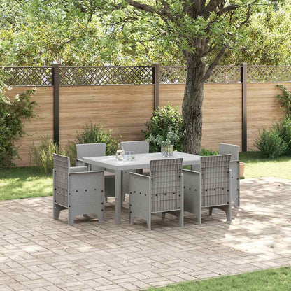 vidaXL Garden Dining Set 7 pcs Light Grey Polt rattan 1