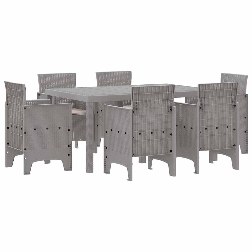 vidaXL Garden Dining Set 7 pcs Light Grey Polt rattan 2