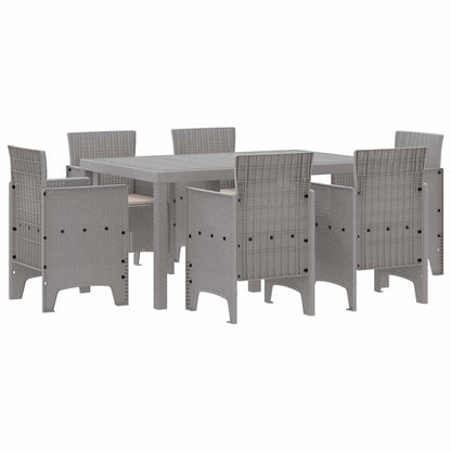 vidaXL Garden Dining Set 7 pcs Light Grey Polt rattan 2
