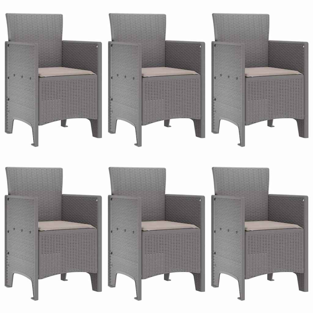 vidaXL Garden Dining Set 7 pcs Light Grey Polt rattan 4