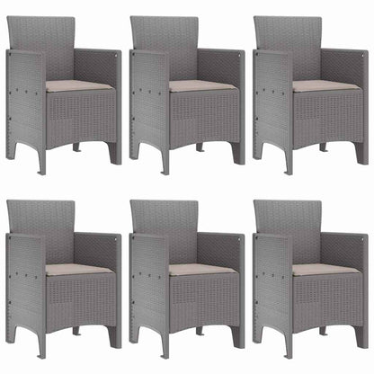 vidaXL Garden Dining Set 7 pcs Light Grey Polt rattan 4