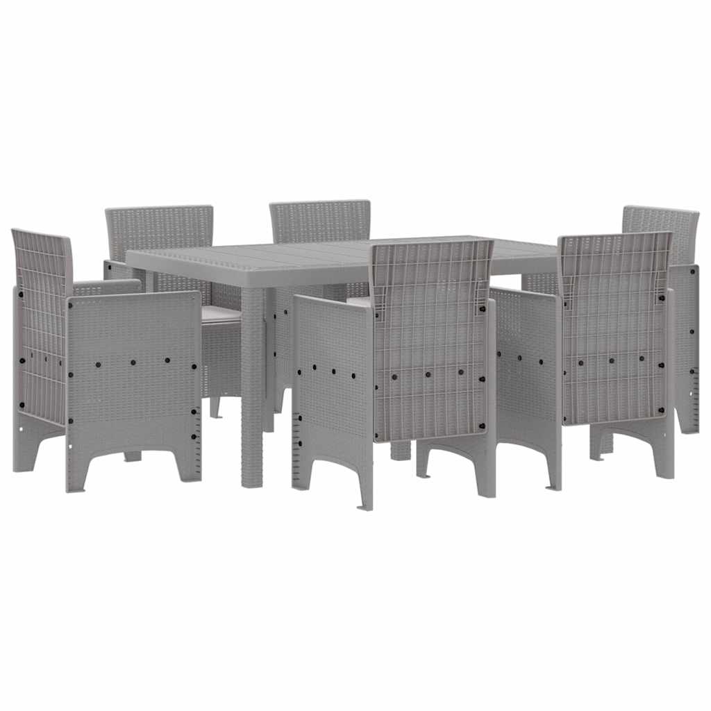 vidaXL Garden Dining Set 7 pcs Light Grey Polt rattan 2