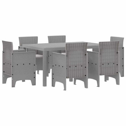 Garden Dining Set 7 pcs Polt rattan Light grey Light grey 6-Seater
