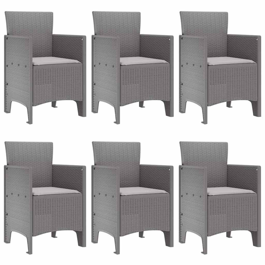 vidaXL Garden Dining Set 7 pcs Light Grey Polt rattan 4