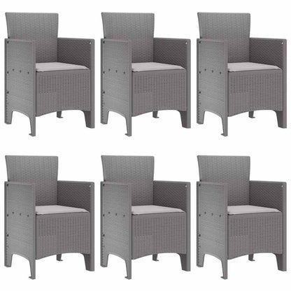 vidaXL Garden Dining Set 7 pcs Light Grey Polt rattan 4