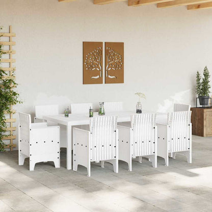 vidaXL Garden Dining Set 9 pcs White Polypropylene 3