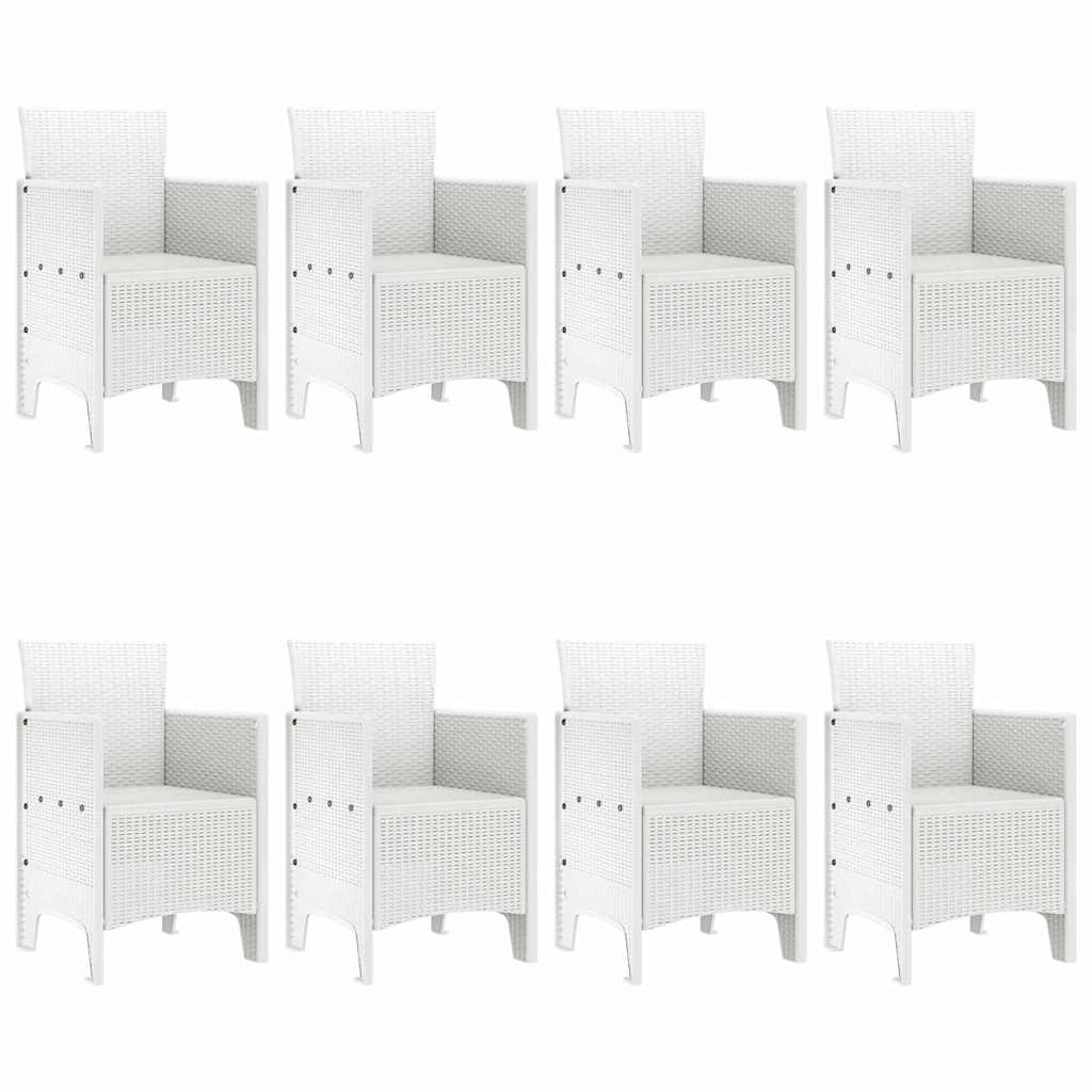 vidaXL Garden Dining Set 9 pcs White Polypropylene 4