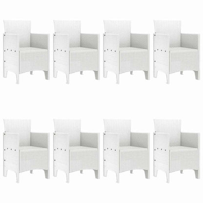 vidaXL Garden Dining Set 9 pcs White Polypropylene 4
