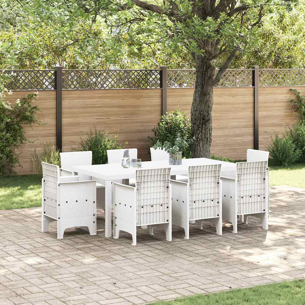 vidaXL Garden Dining Set 9 pcs White Polypropylene 1