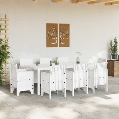 vidaXL Garden Dining Set 9 pcs White Polypropylene 3