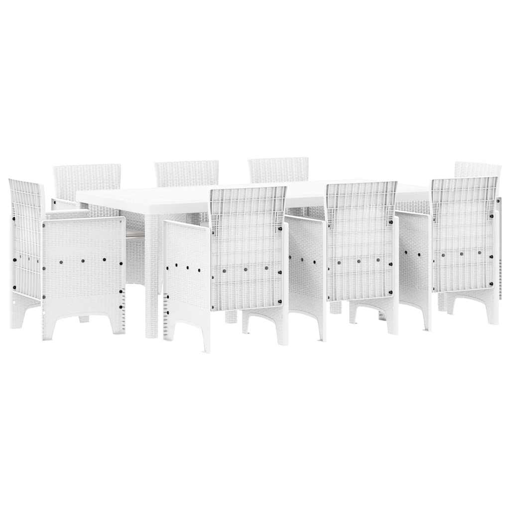 vidaXL Garden Dining Set 9 pcs White Polypropylene 2