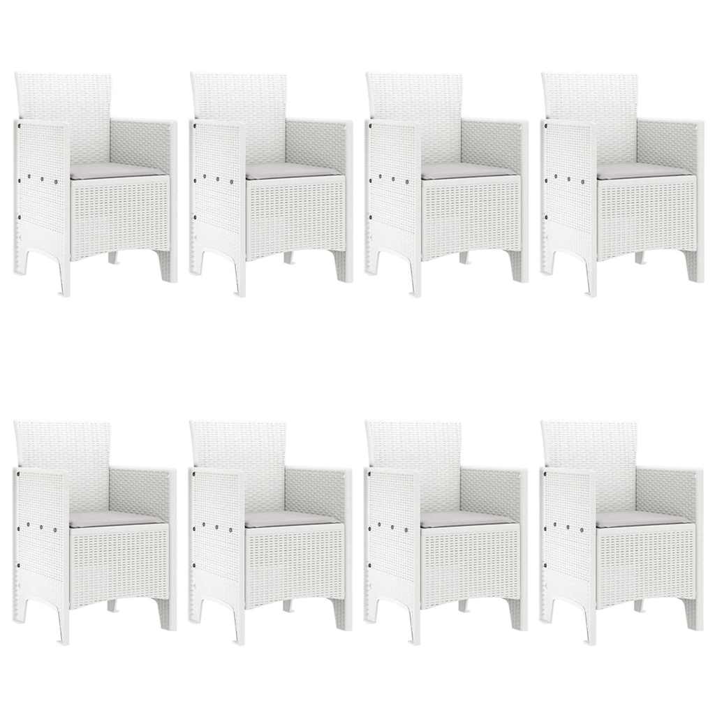 vidaXL Garden Dining Set 9 pcs White Polypropylene 4