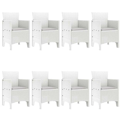 vidaXL Garden Dining Set 9 pcs White Polypropylene 4