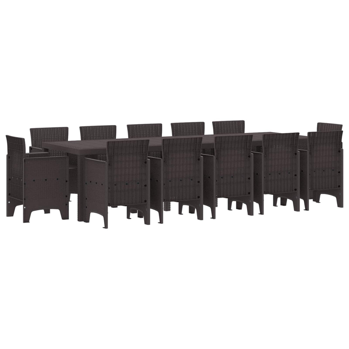 Garden Dining Set 13 pcs Poly rattan Brown without cushion 12-seater