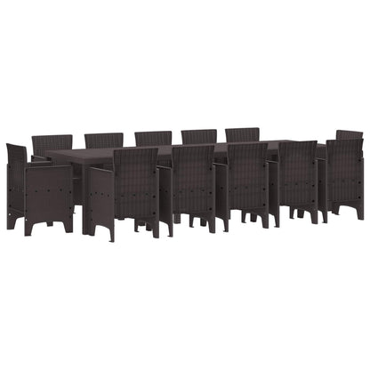 Garden Dining Set 13 pcs Poly rattan Brown without cushion 12-seater