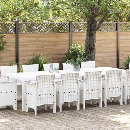 Garden Dining Set 13 pcs Poly rattan White without cushion 12-seater