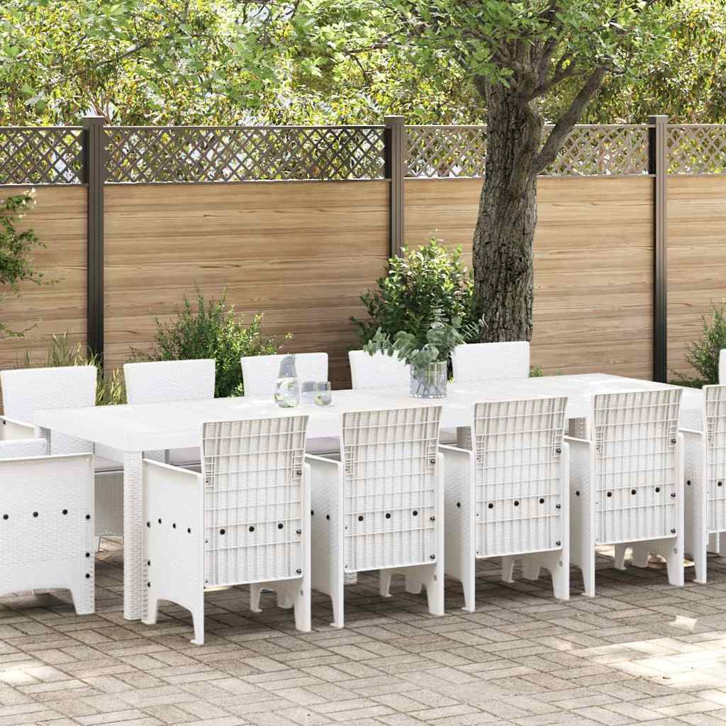 Garden Dining Set 13 pcs Poly rattan White Light grey 12-seater
