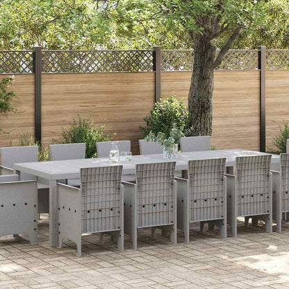 Garden Dining Set 13 pcs Poly rattan Light grey without cushion 12-seater