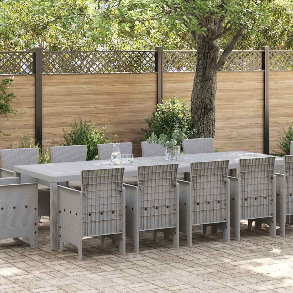 Garden Dining Set 13 pcs Poly rattan Light grey Taupe 12-seater