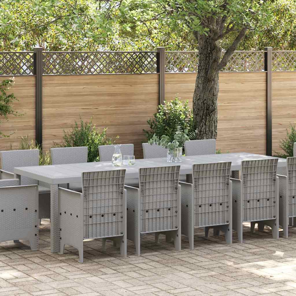Garden Dining Set 13 pcs Poly rattan Light grey Light grey 12-seater